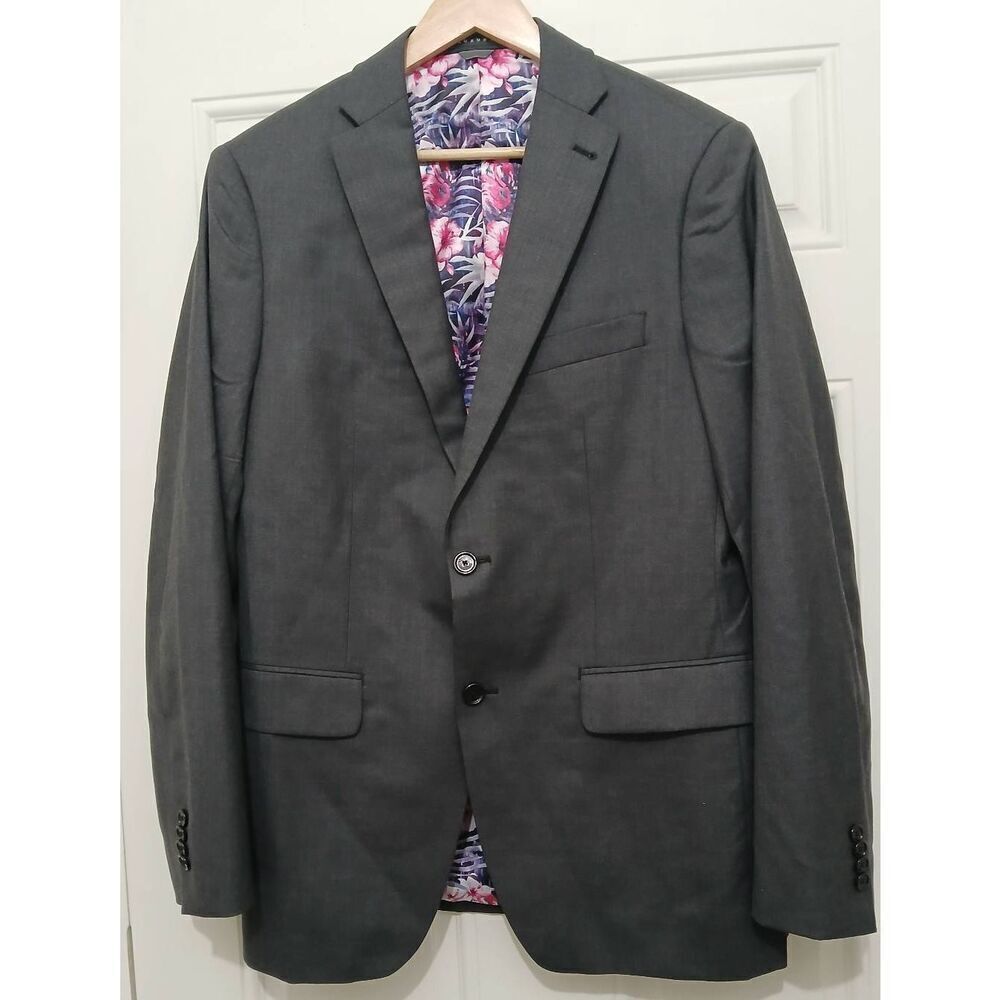 Indochino mens 40R wool cashmere LUXURY blazer jacket dark gray 2 button